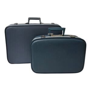 Vintage Slate Blue 2-Piece Luggage Set Hard Case Blue Sears READ